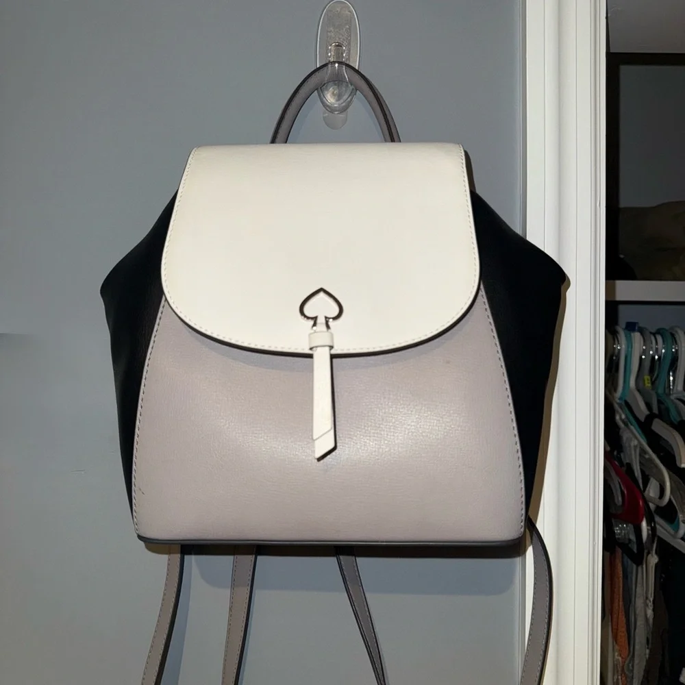 KATE SPADE ADEL MEDIUM FLAP BACKPACK — Three-Tone Leather- Cream,Taupe,Black - Picture 11 of 14